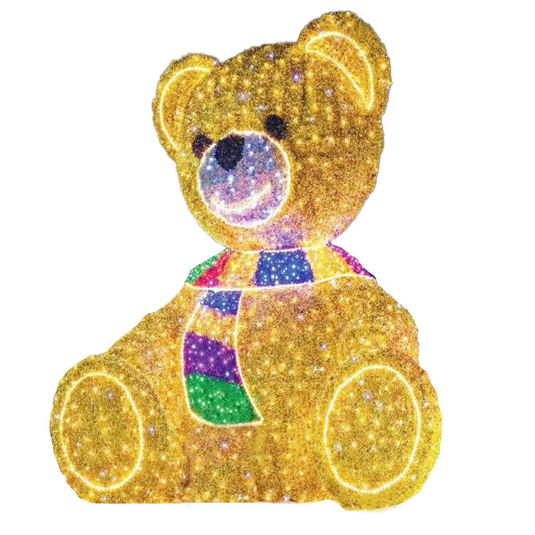 outdoor lighted polar bears christmas decorations 3D Giant motif Bear for shopping mall Holiday modeling light