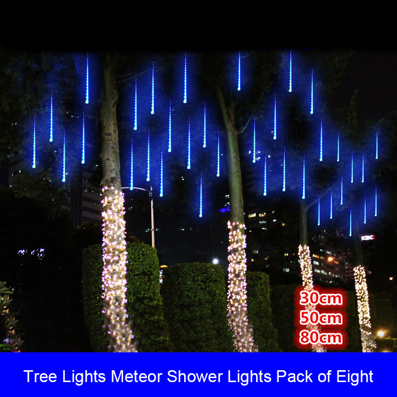 Falling Rain Lights Christmas Curtains Meteor Fairy Lights Garden Icicle Round Tube String Lights