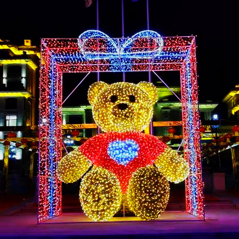 outdoor lighted polar bears christmas decorations 3D Giant motif Bear for shopping mall Holiday modeling light