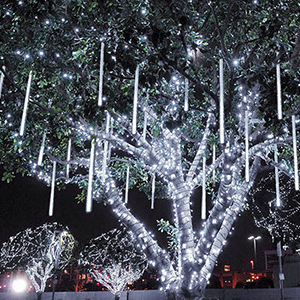 Falling Rain Lights Christmas Curtains Meteor Fairy Lights Garden Icicle Round Tube String Lights