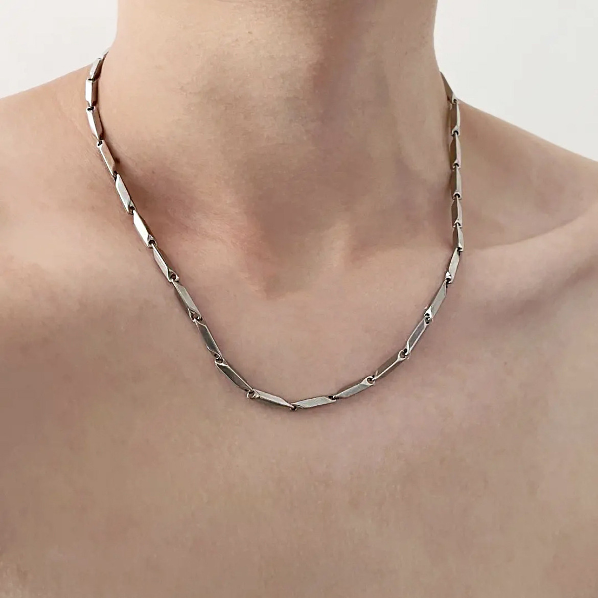 Titanium Steel Bamboo Knot Prism Necklace Men's Hip Hop Melon Seed Chain Clavicle Chain Europe and America For Woman