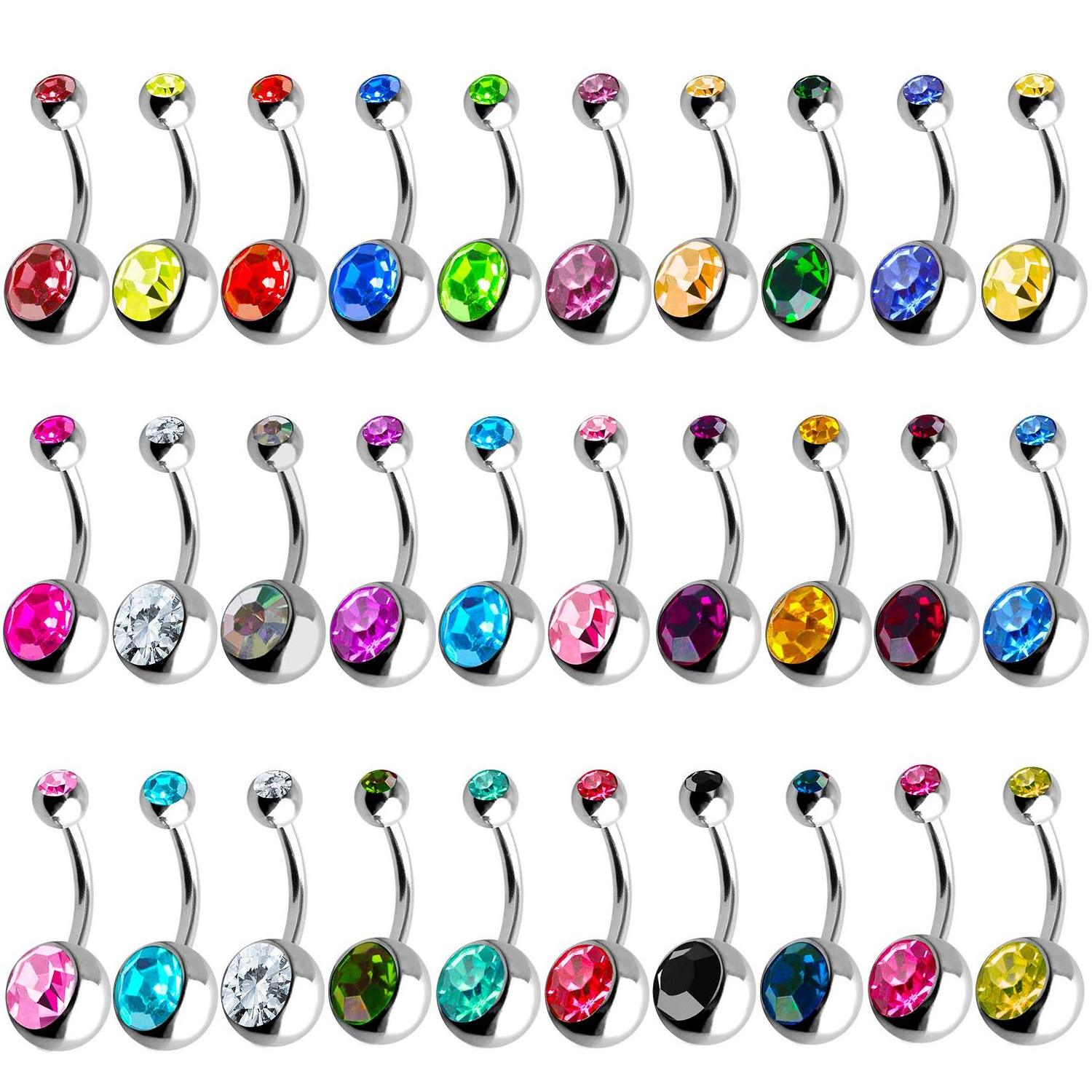 2024 New Products Design 30pcs Multi-colour Matching Stainless Steel Body Ring Belly Button Ring Belly Rings