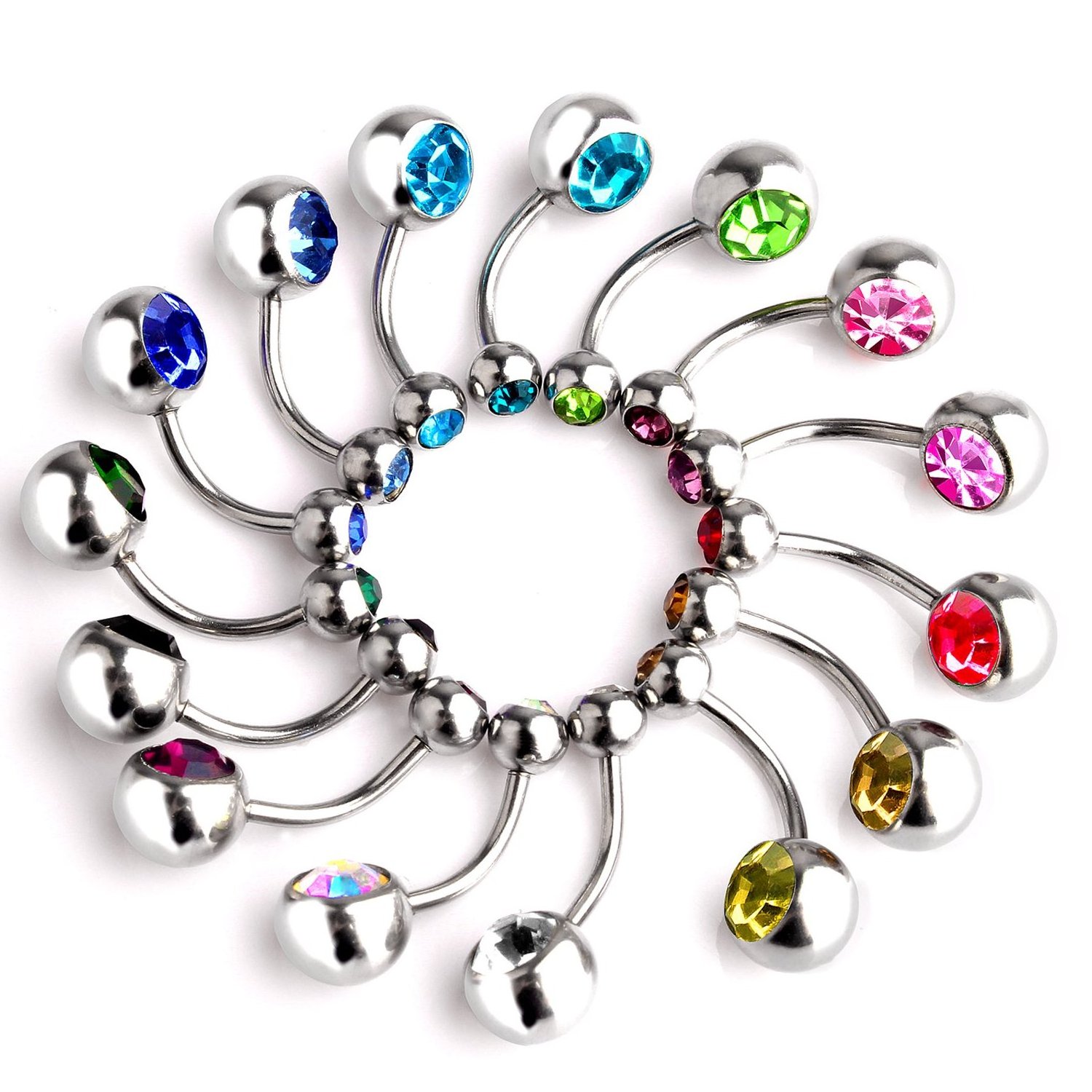 2024 New Products Design 30pcs Multi-colour Matching Stainless Steel Body Ring Belly Button Ring Belly Rings