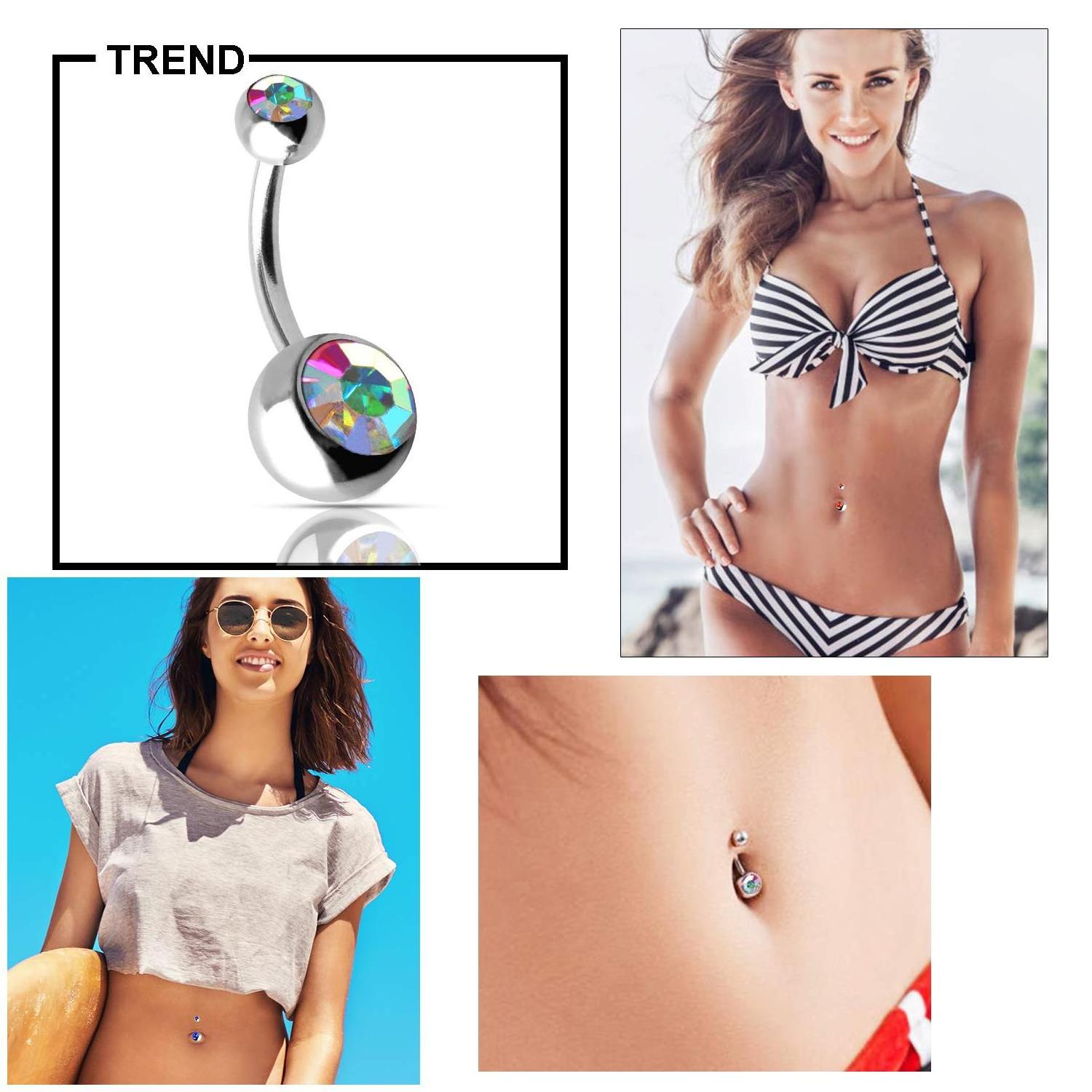 2024 New Products Design 30pcs Multi-colour Matching Stainless Steel Body Ring Belly Button Ring Belly Rings