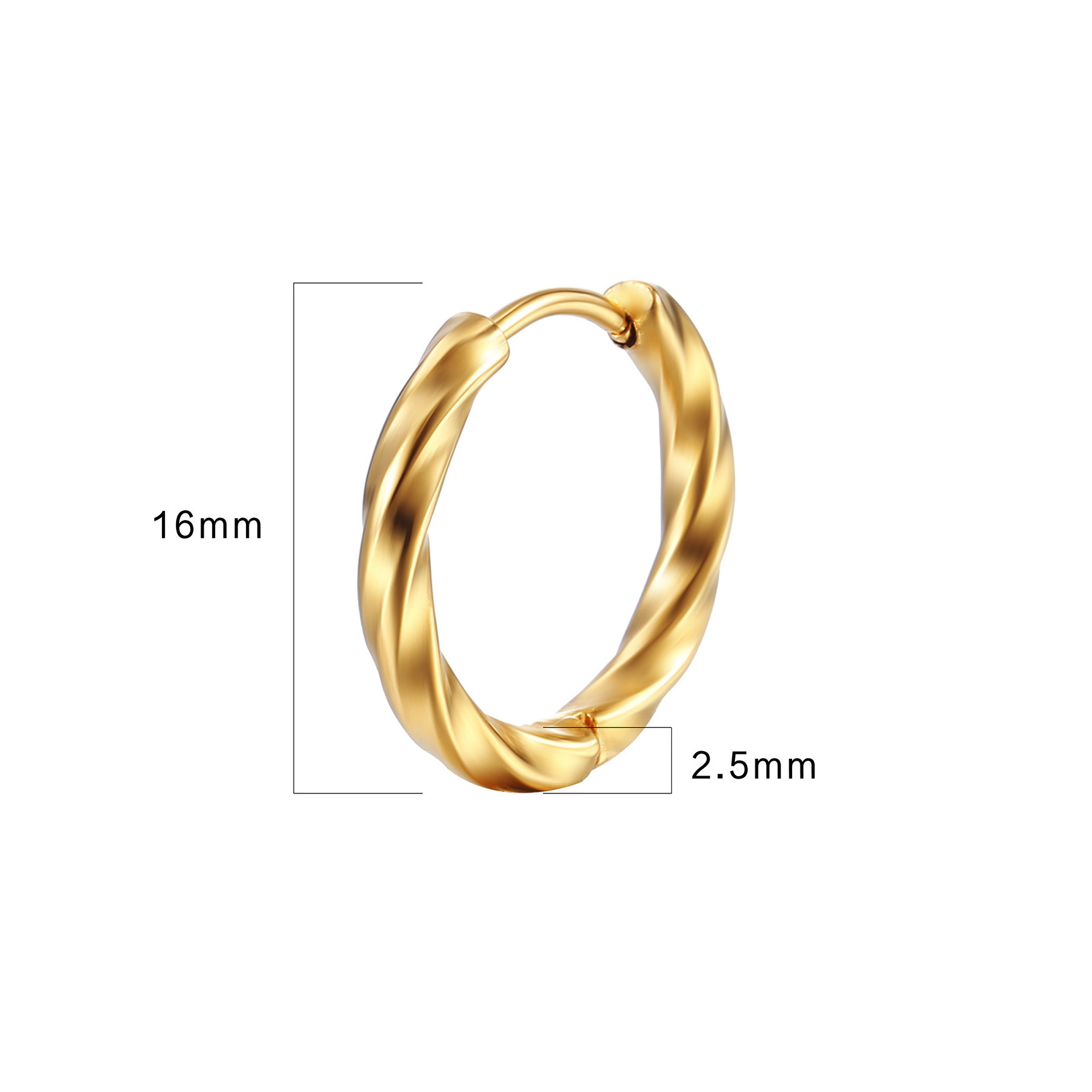 Stainless steel Cute Twisited Gold Chunky Hoop Earrings  Women 18k Gold Plated High Polished Lightweight Hoops