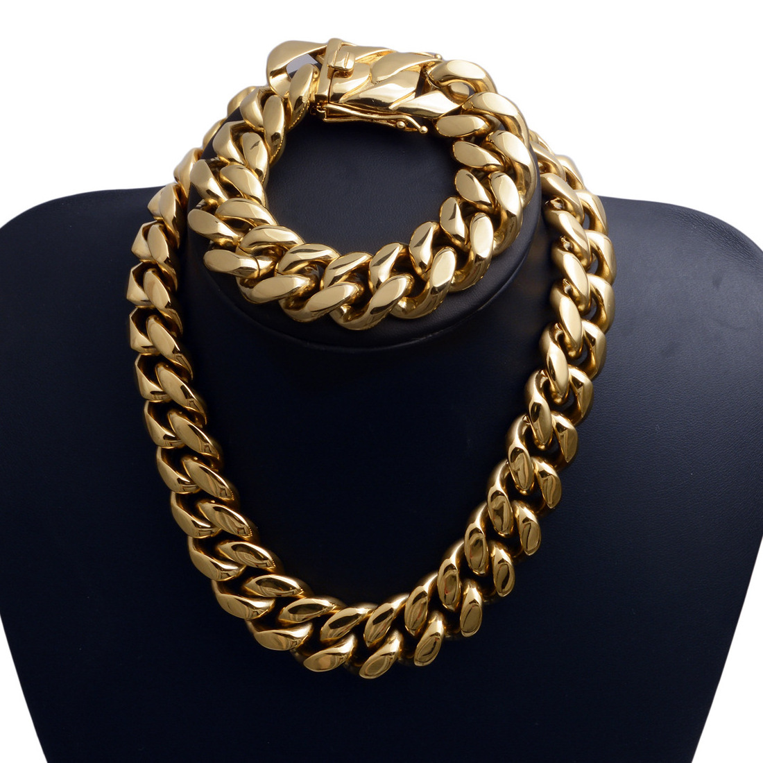 24k Chain Necklaces Stainless Steel Gold Plated Link Chain Necklace For Men Women