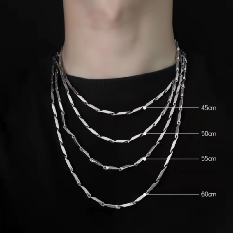 Titanium Steel Bamboo Knot Prism Necklace Men's Hip Hop Melon Seed Chain Clavicle Chain Europe and America For Woman