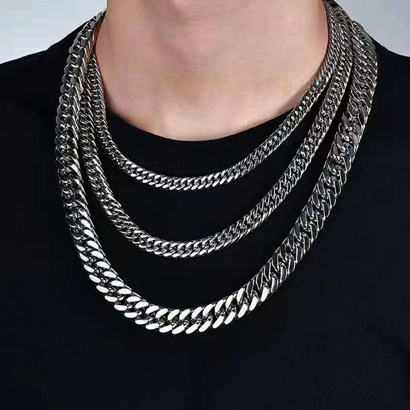 24k Chain Necklaces Stainless Steel Gold Plated Link Chain Necklace For Men Women