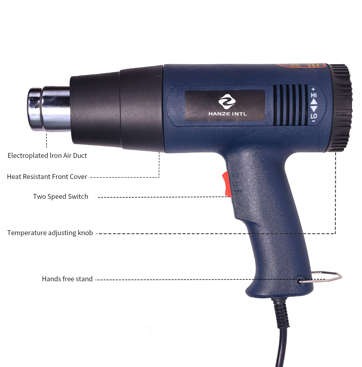 Side Knob Stepless Thermostat heat gun cordless Industrial Grade Hot Melt Gun PVC Wrap