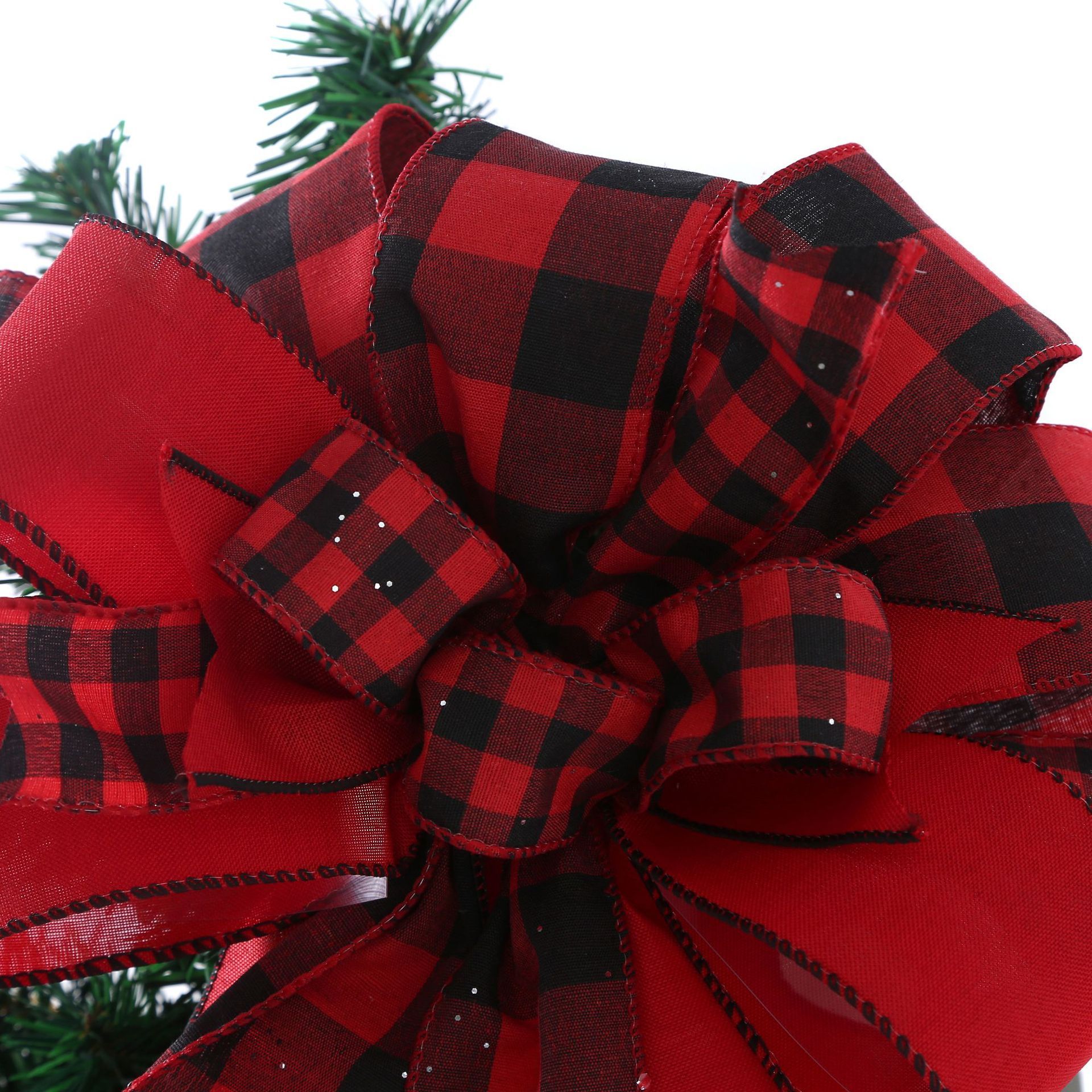 Christmas Decorative Tree Topper Hanging Ornament Decorations Red Black Plaid Large Butterfly Bow Tie for Xmas Home Party