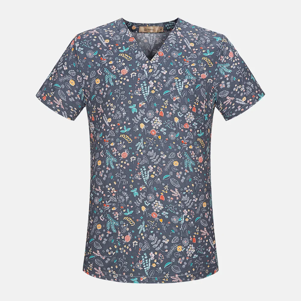 Unisex Style 100% Pure Cotton Medical Hospital Printed Scrub Uniforms Medical Scrubs Medico Scrub Uniform Top for Women and Men