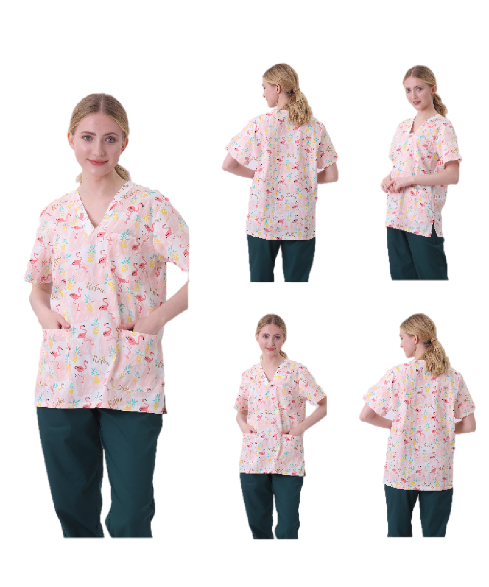 Unisex Style 100% Pure Cotton Medical Hospital Printed Scrub Uniforms Medical Scrubs Medico Scrub Uniform Top for Women and Men