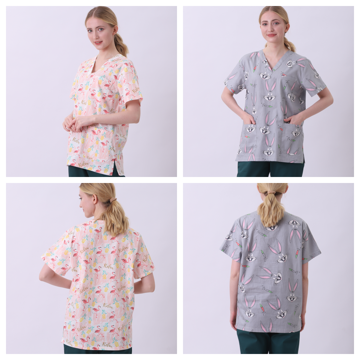 Unisex Style 100% Pure Cotton Medical Hospital Printed Scrub Uniforms Medical Scrubs Medico Scrub Uniform Top for Women and Men