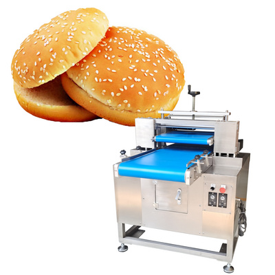 HANZUN Commercial hamburger bun slicer bun slicing machine horizontal burger cutting slicing hamburger bun hotdog slicer