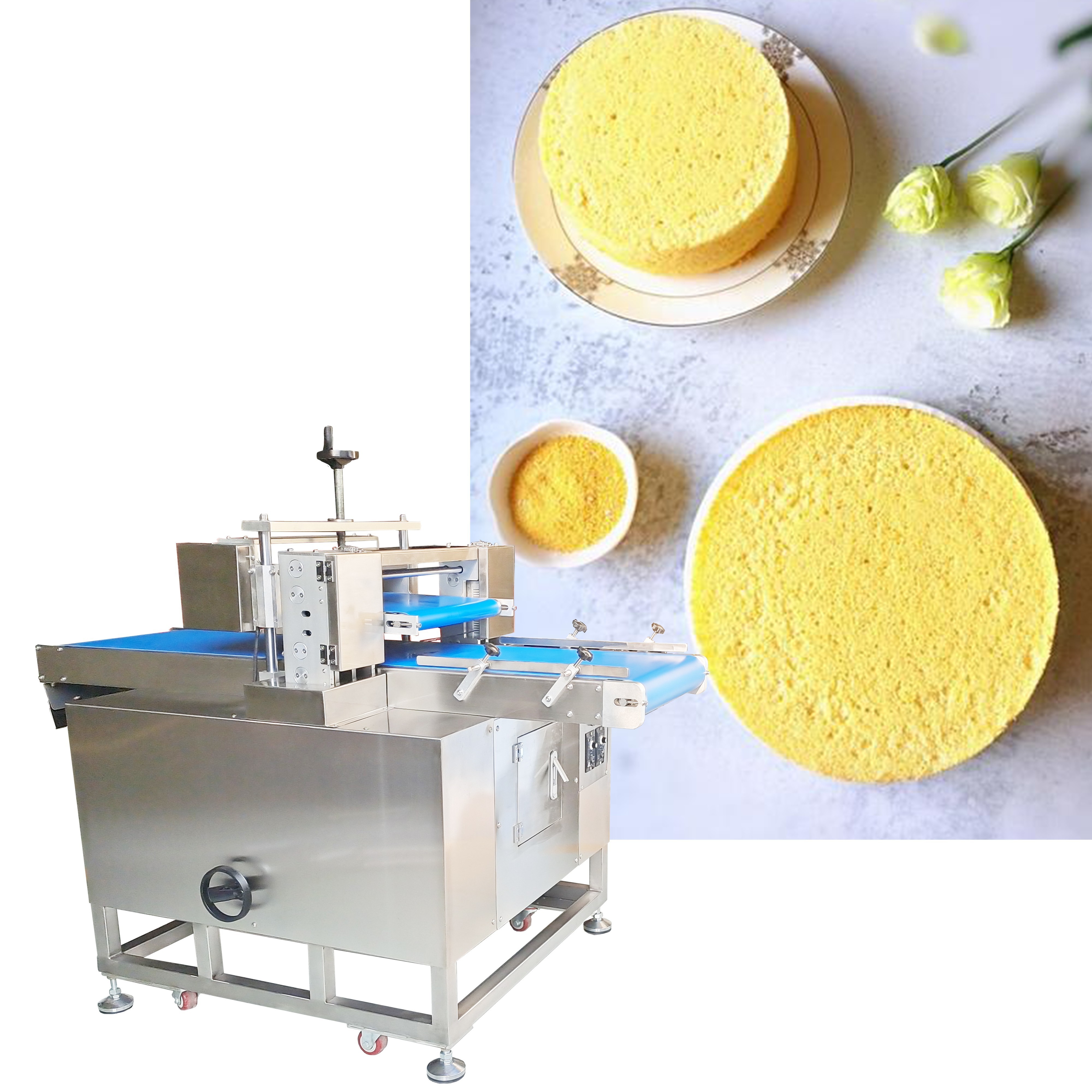 Automatic hotdog slicing sides smooth hamburg bread horizontal cutting machine