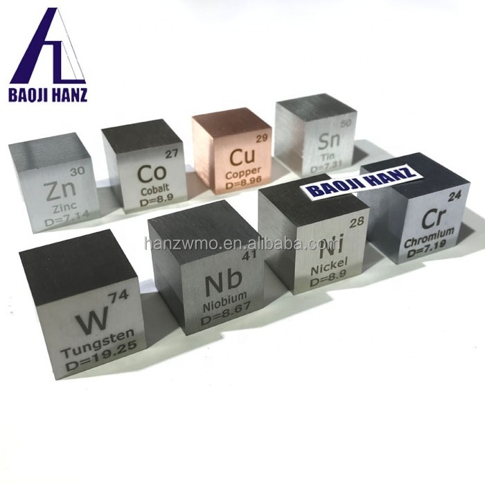 A set pure Tungsten Molybdenum Tantalum Niobium Titanium Aluminum metal cubes for collection