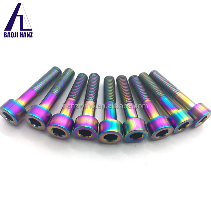 High Strength anodized color never rust Din GR5 M8 M5 M9 Flat Hex Plow Head titanium bolt for bicycle