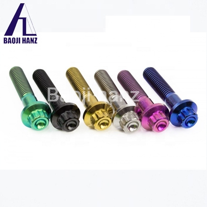 High Strength anodized color never rust Din GR5 M8 M5 M9 Flat Hex Plow Head titanium bolt for bicycle