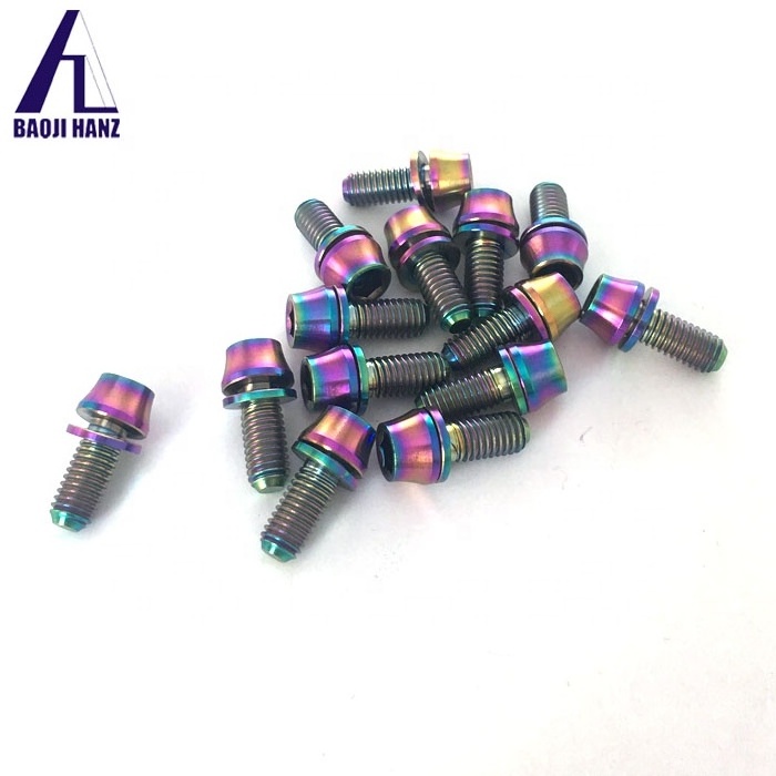 High Strength anodized color never rust Din GR5 M8 M5 M9 Flat Hex Plow Head titanium bolt for bicycle