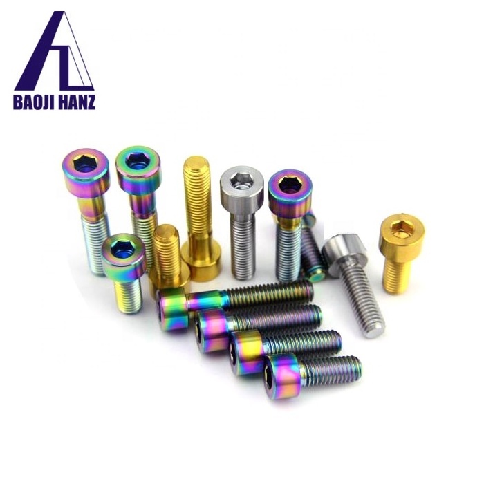 High Strength anodized color never rust Din GR5 M8 M5 M9 Flat Hex Plow Head titanium bolt for bicycle