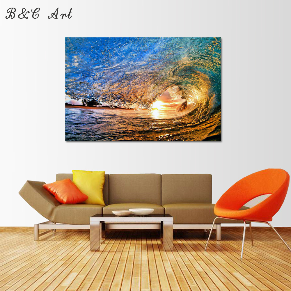 Custom Artwork Sea Wave HD UV  Picture Print Acrylic Painting Wall Art