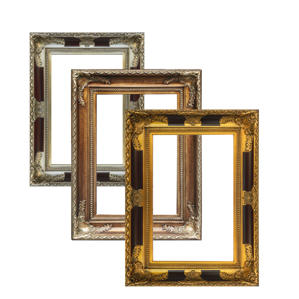 Luxury ornament crackle golden baroque wood carved antique frames for oil paintings