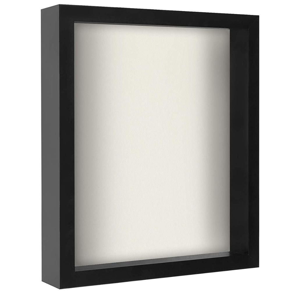 Black custom sized decorated room wood shadow box photo frames wholesale