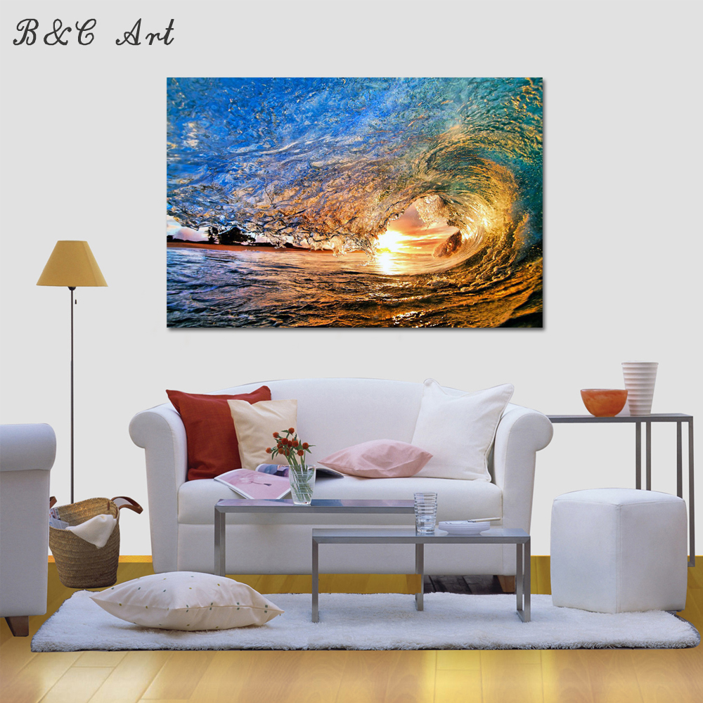 Custom Artwork Sea Wave HD UV  Picture Print Acrylic Painting Wall Art