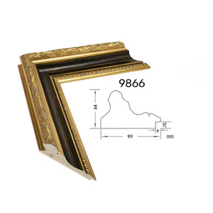 Manufacture Custom Size Large Europe Style Wall Hanging Baroque Fade Black Gold Ornate Wooden Painting Frame