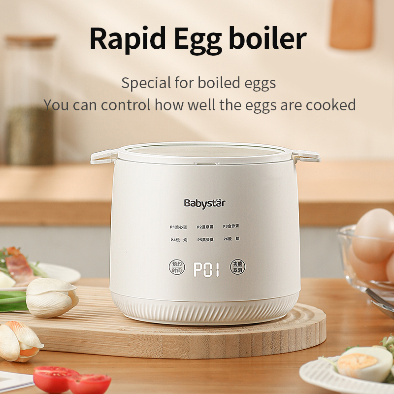 It holds six egg cooker electric egg cooking boil Stainless steel with timing device omelette maker