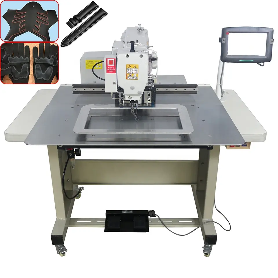 3020 Sewing machine for labels and sewing metal keepers and a buckle to nylon webbing watch strap pattern sewing machine