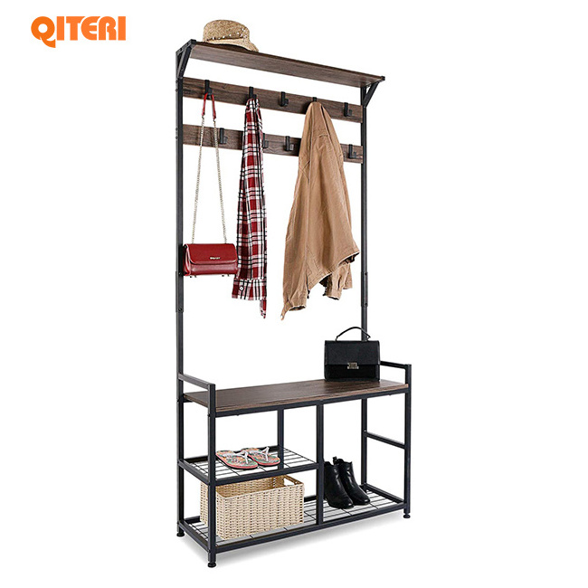 Hall Trees with Bench and Coat Racks Entryway Coat Racks with Storage Bench, Storage Shelf Organizer