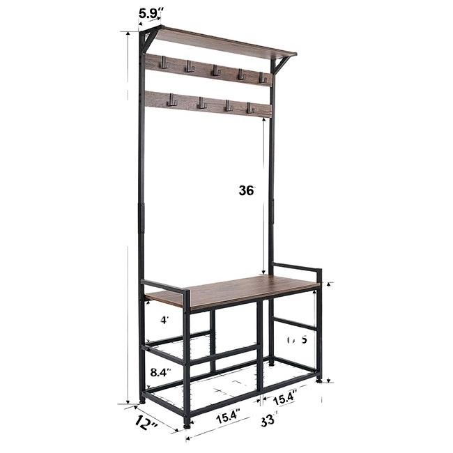 Hall Trees with Bench and Coat Racks Entryway Coat Racks with Storage Bench, Storage Shelf Organizer