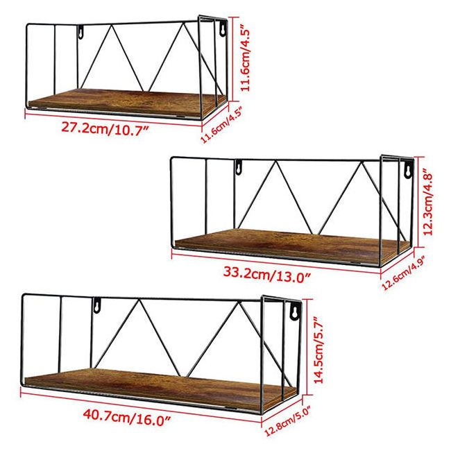 Professional custom black metal wire hanging storage shelves decorative items and display walls for living room