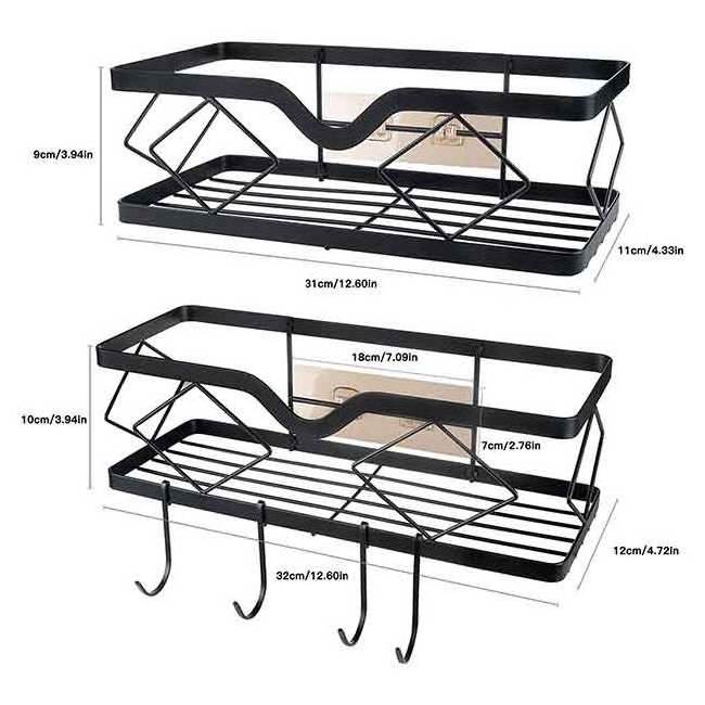 Factory wholesale iron art bathroom shelving perforation-free wall storage shelving wall-mounted kitchen bathroom shelving