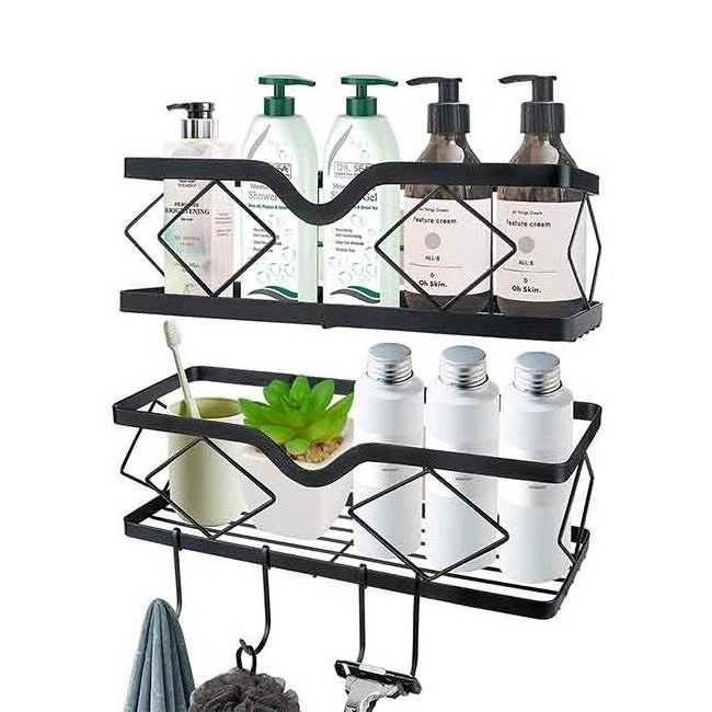 Factory wholesale iron art bathroom shelving perforation-free wall storage shelving wall-mounted kitchen bathroom shelving