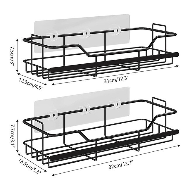 HB Matte Black Shower Caddy, Adhesive Shower Shelf for Inside Shower, No Drilling Rustproof Stainless Steel