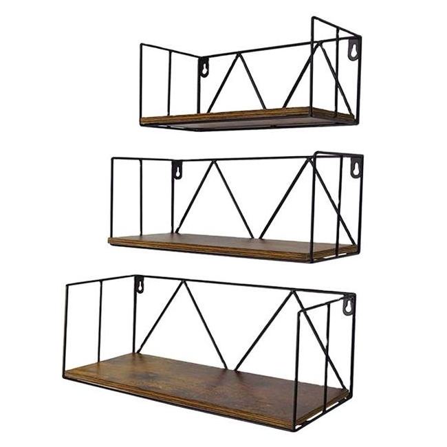 Professional custom black metal wire hanging storage shelves decorative items and display walls for living room