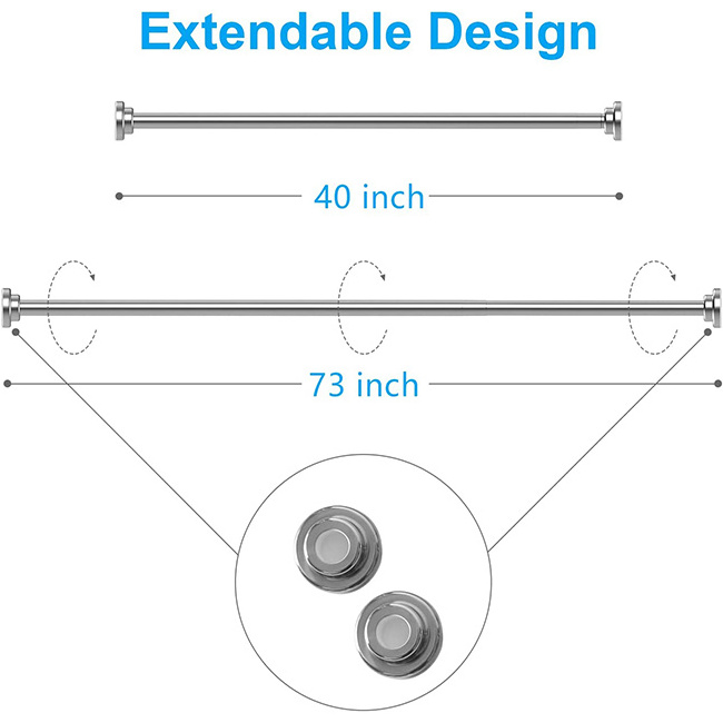 HB Shower Curtain Rod Tension ,Never Rust Non-Slip Spring  No Drilling Stainless Steel Curtain Rod, Use Bathroom