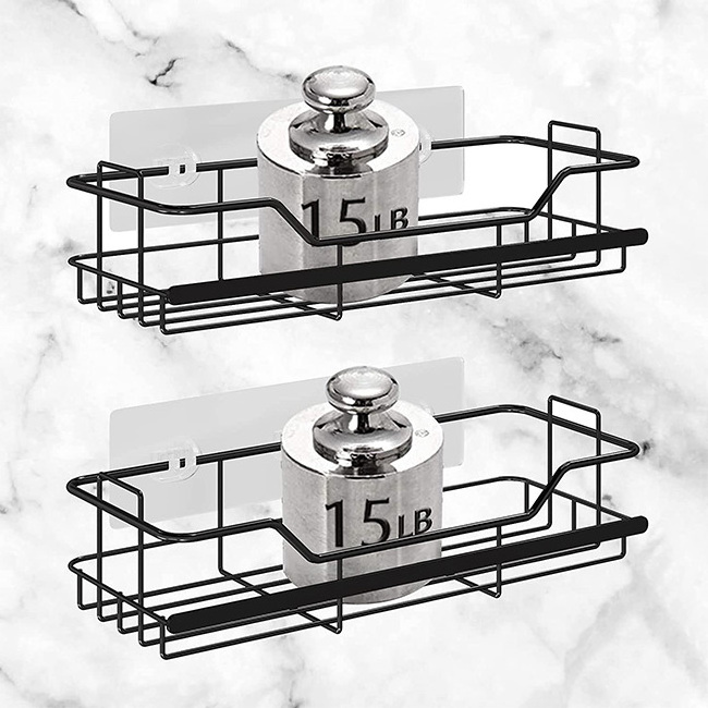 HB Matte Black Shower Caddy, Adhesive Shower Shelf for Inside Shower, No Drilling Rustproof Stainless Steel