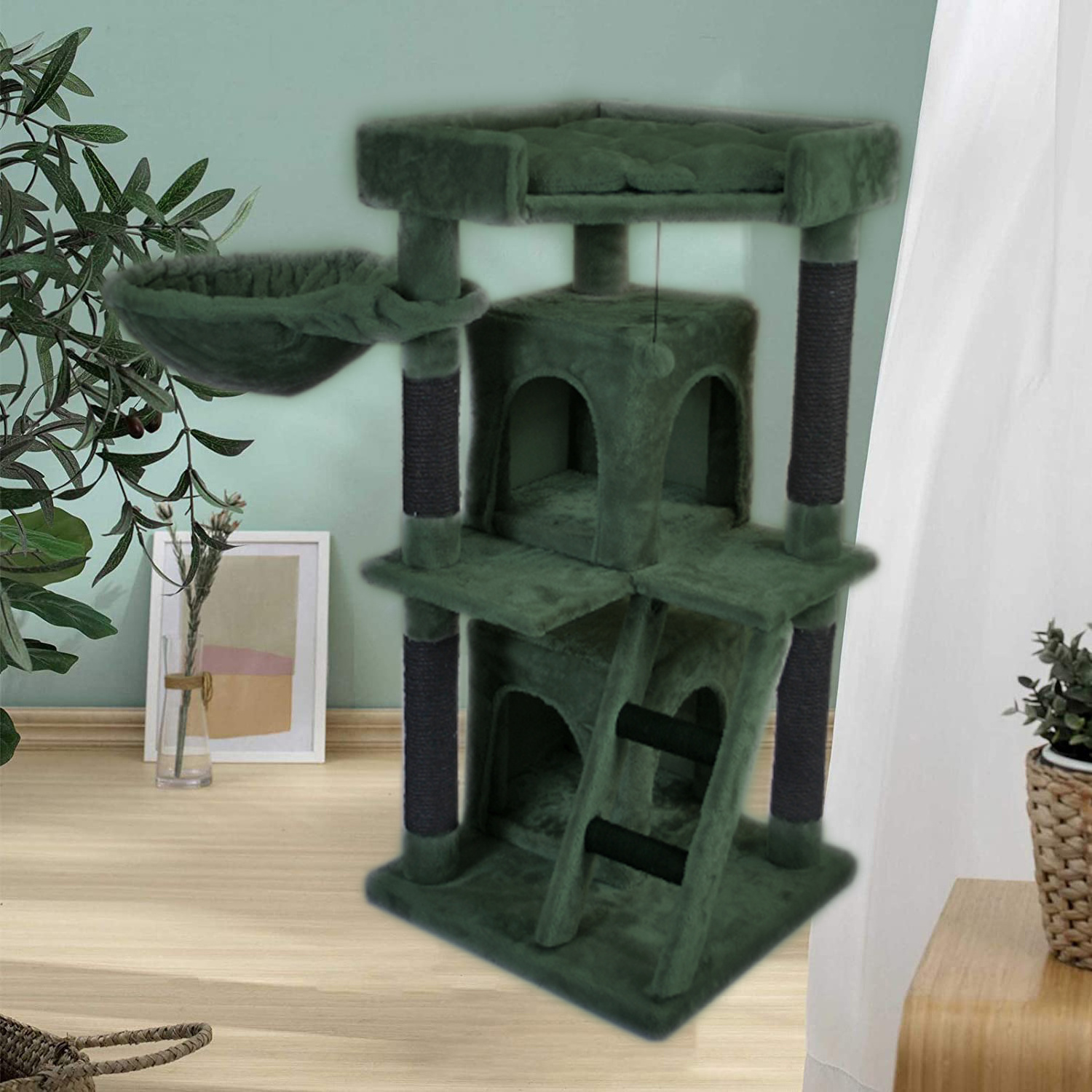 Modern Scratching Post Cat Luxury Carton Cat House Scratching Wall Mounted Tower With Hammock Bed