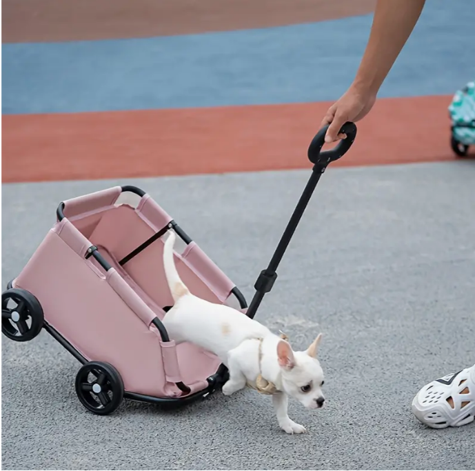 Small pet cart dog cat teddy stroller for travel pet dog cart lightweight folding