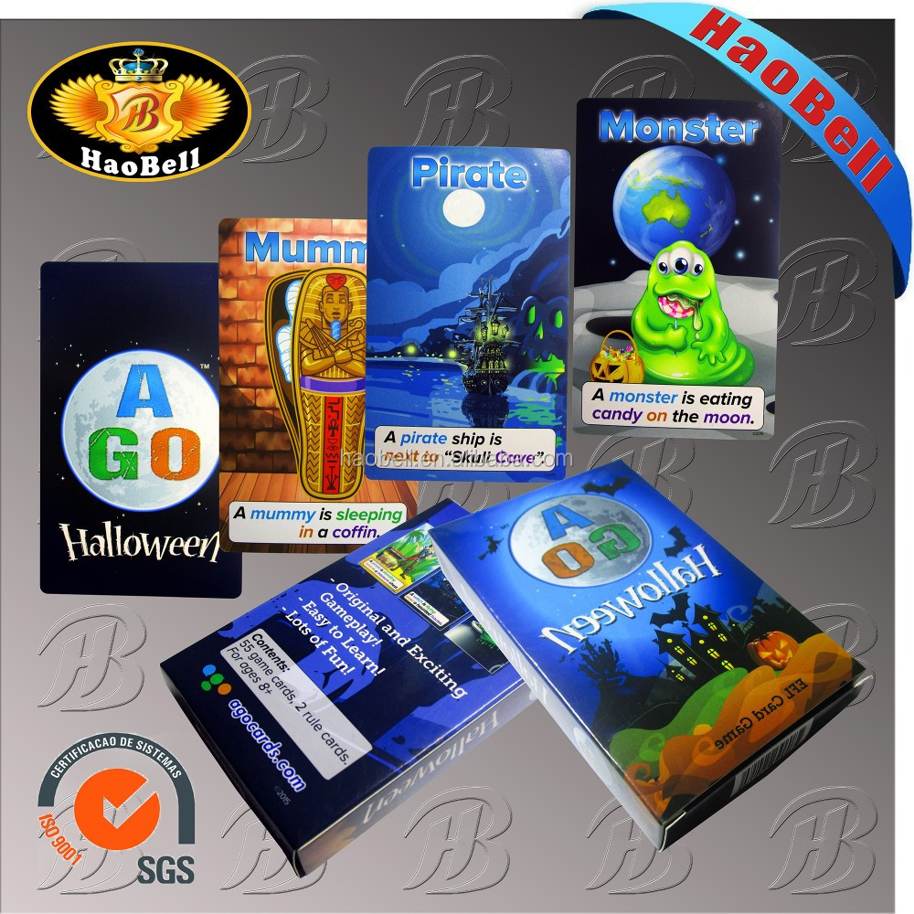 Customized paper kids playing cards hallowmas game cards