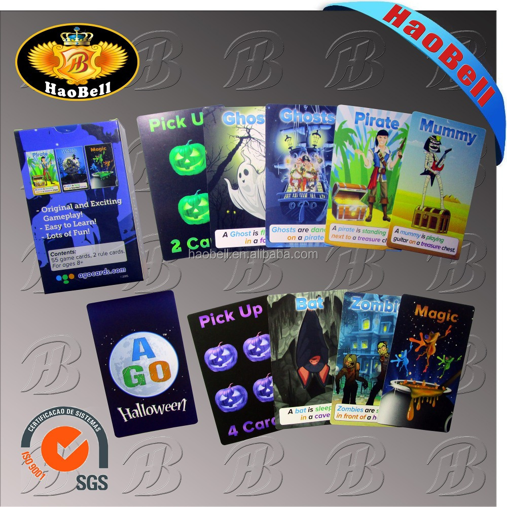 Customized paper kids playing cards hallowmas game cards