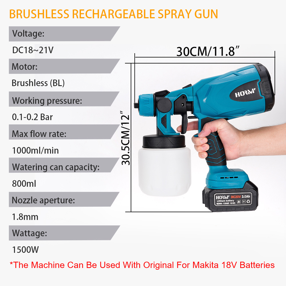 Hormy Brushless Spray Gun Latex House Decoration Home Paint Machine Car Maintenance Small Spray Machine Two 3.0Ah Batteries