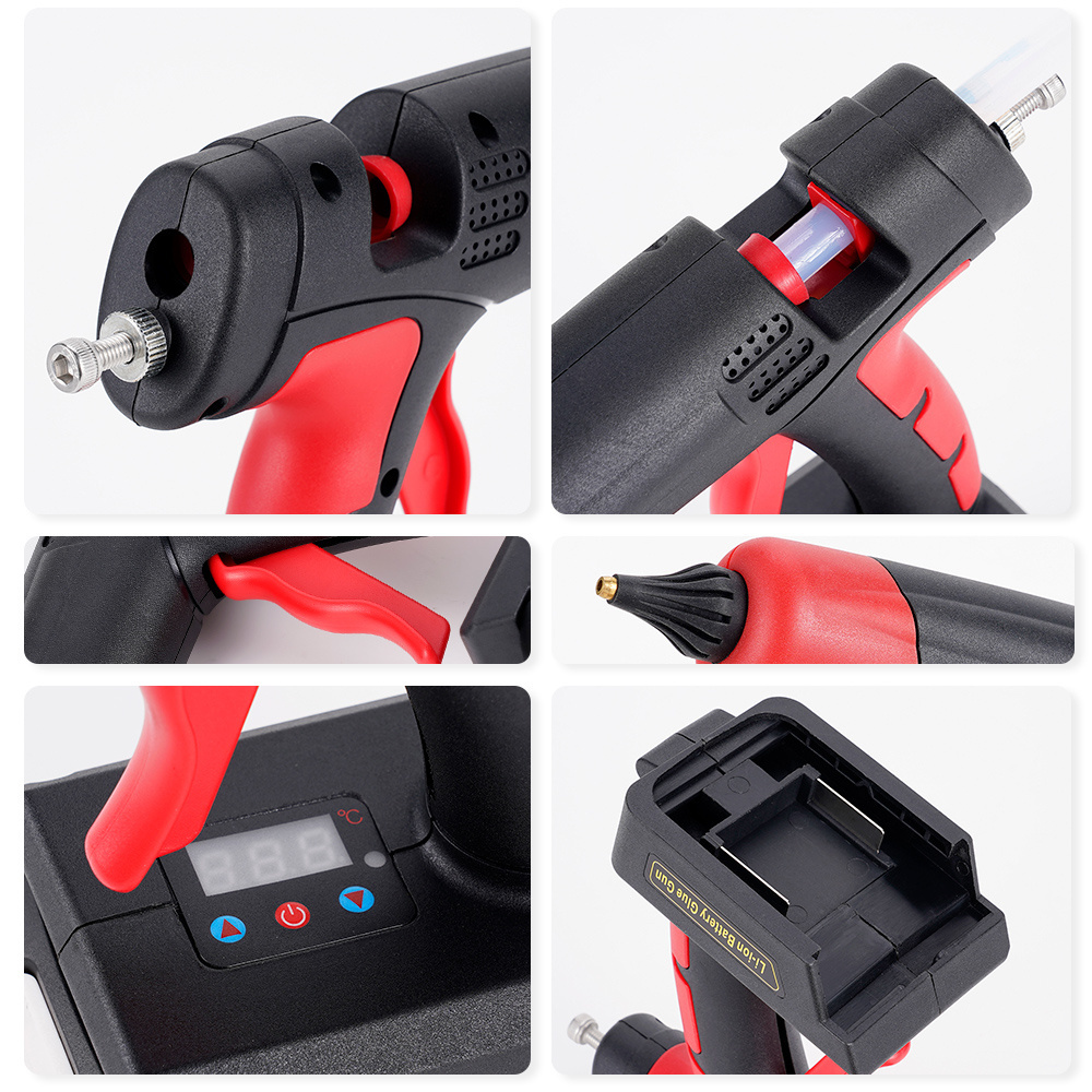 21v lithium battery cordless charging hot melt glue gun using 11mm rod hot melt glue gun matching battery interface