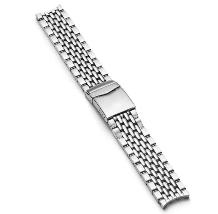 Factory Wholesale 316L Stainless steel  Beads of Rice Watchband Strap Watch Bracelet With Solid End Piece