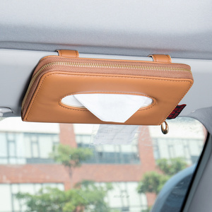 Haochefeng Microfiber Leather car accessories interior decorative Car Visor Tissue Holder Mount Hanging Tissue Holder Case