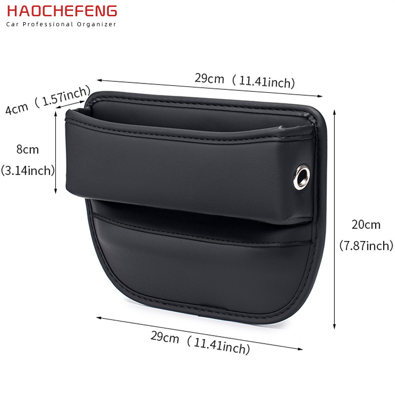 Haochefeng Auto Console Side Pocket Slot Plug Storage BoxInterior Boutique Leather Car Front Seat Gap Filler Organizer