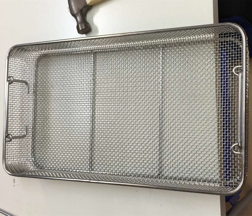 Manufacturer Custom-Make Stainless Steel woven Wire Mesh Basket With Handle